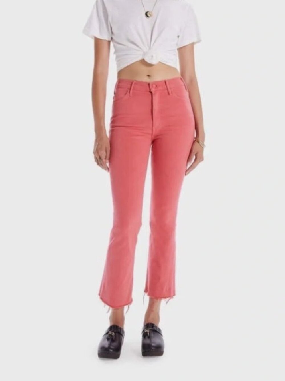 MOTHER The Hustler Ankle Fray Jeans Second Chance Raw Hem Crop High Rise Sz 27